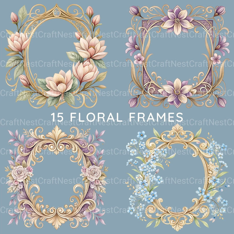 Floral Frames Clipart Bundle 3 - CraftNest - Digital Crafting and Art