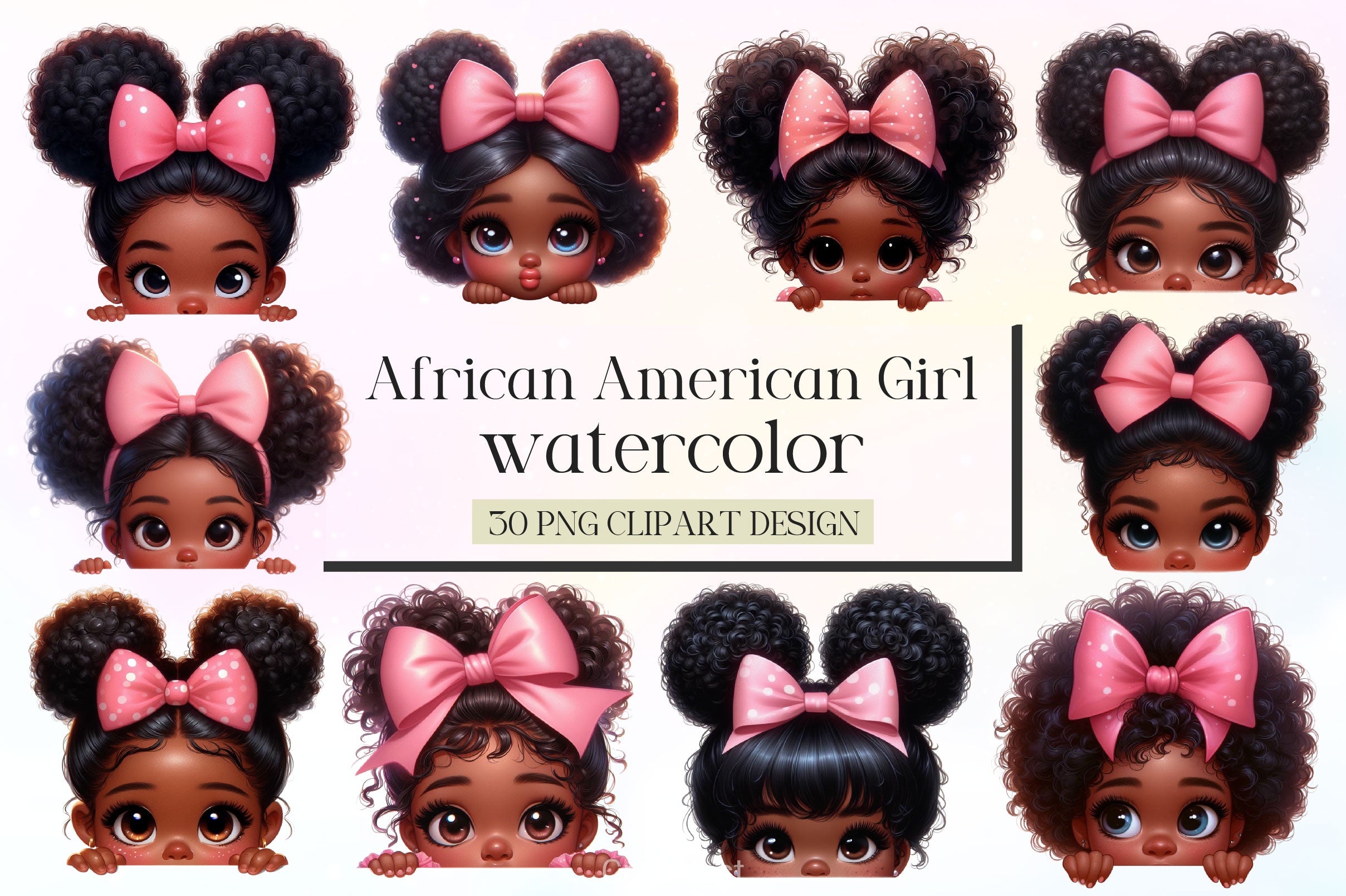 Peekaboo African Black Girl Clipart Bundle - CraftNest - Digital Crafting and Art