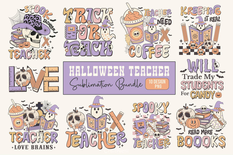 Teacher Halloween Clipart Bundle - CraftNest - Digital Crafting and Art