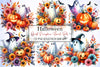 Ghost Pumpkin Floral Halloween Clipart Bundle