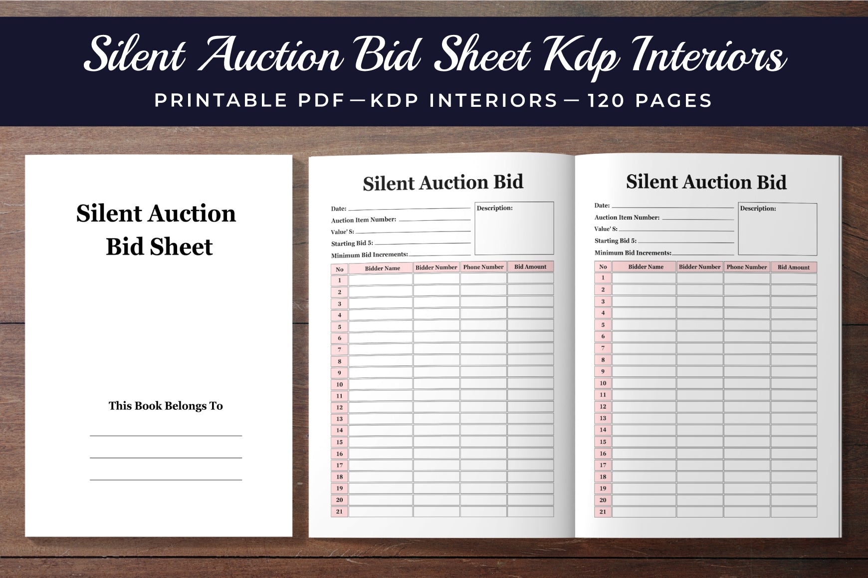 Silent Auction Bid Sheet Planner