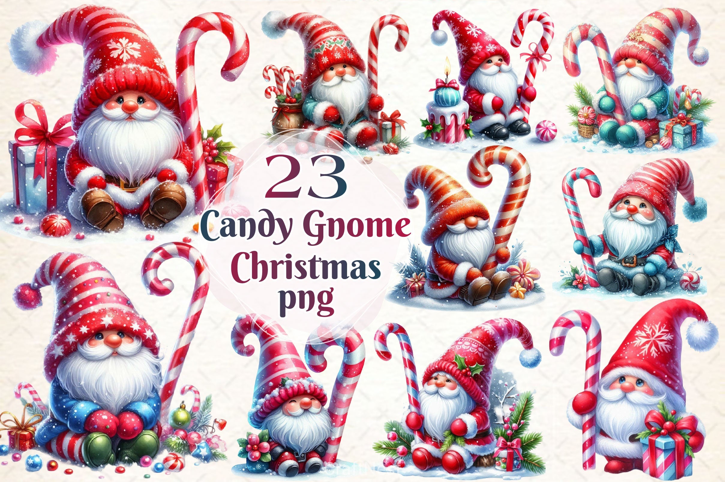 Christmas Candy Cane Icing Gnome Clipart Bundle - CraftNest - Digital Crafting and Art