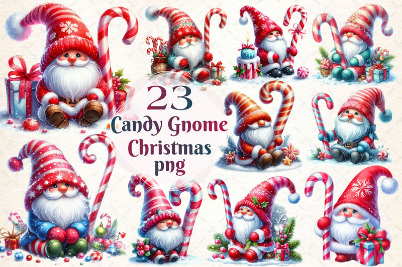 Christmas Candy Cane Icing Gnome Clipart Bundle - CraftNest - Digital Crafting and Art