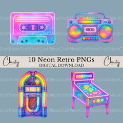 Neon Retro 3 Clipart Bundle - CraftNest - Digital Crafting and Art