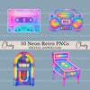 Neon Retro 3 Clipart Bundle