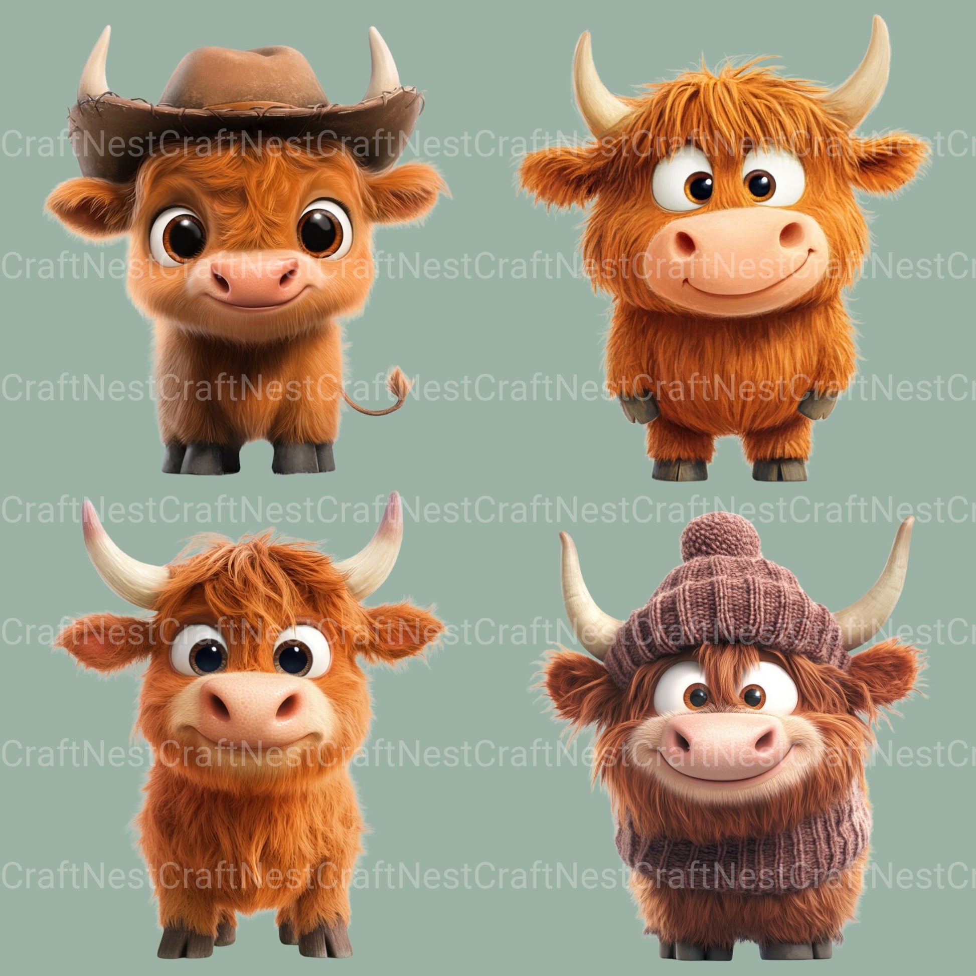 Highland Cows Clipart Bundle 2 - CraftNest - Digital Crafting and Art