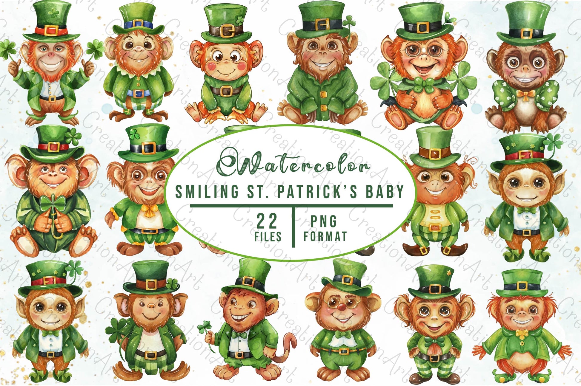 Smiling St Patricks Baby Clipart Bundle - CraftNest - Digital Crafting and Art