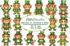 Smiling St Patricks Baby Clipart Bundle - CraftNest - Digital Crafting and Art