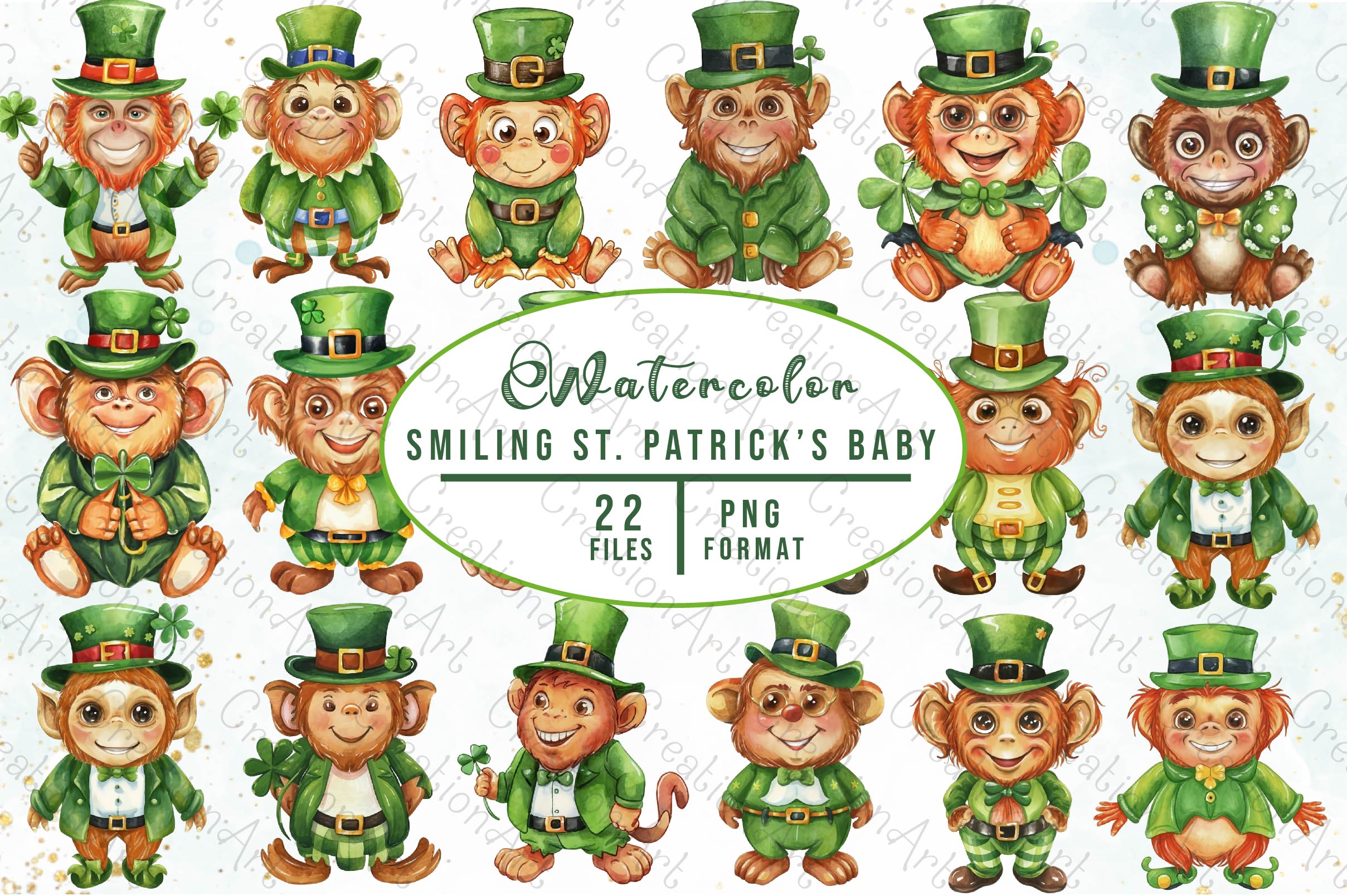 Smiling St Patricks Baby Clipart Bundle - CraftNest - Digital Crafting and Art