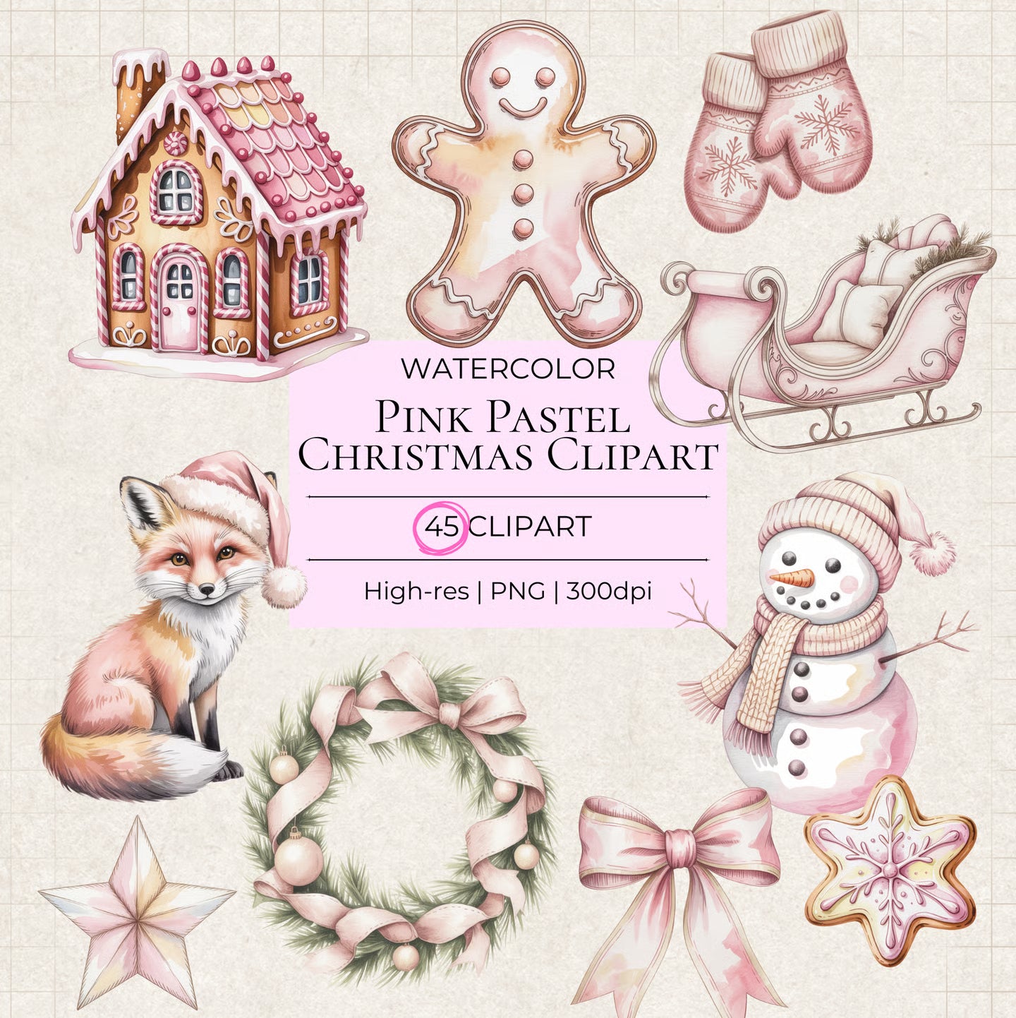 Pastel Pink Christmas Clipart - CraftNest - Digital Crafting and Art