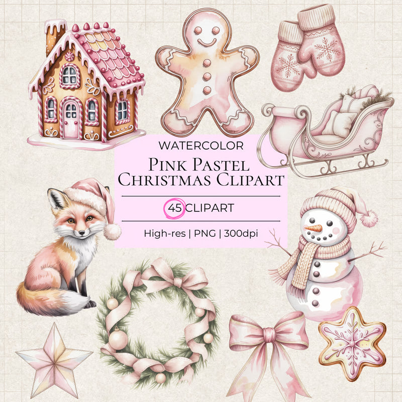 Pastel Pink Christmas Clipart - CraftNest - Digital Crafting and Art