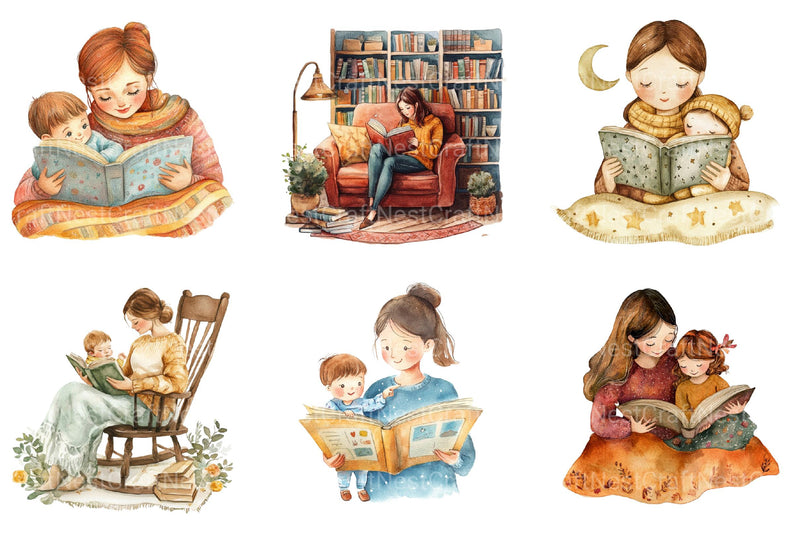 Happy Mothers Day Reading Clipart - CraftNest - Digital Crafting and Art