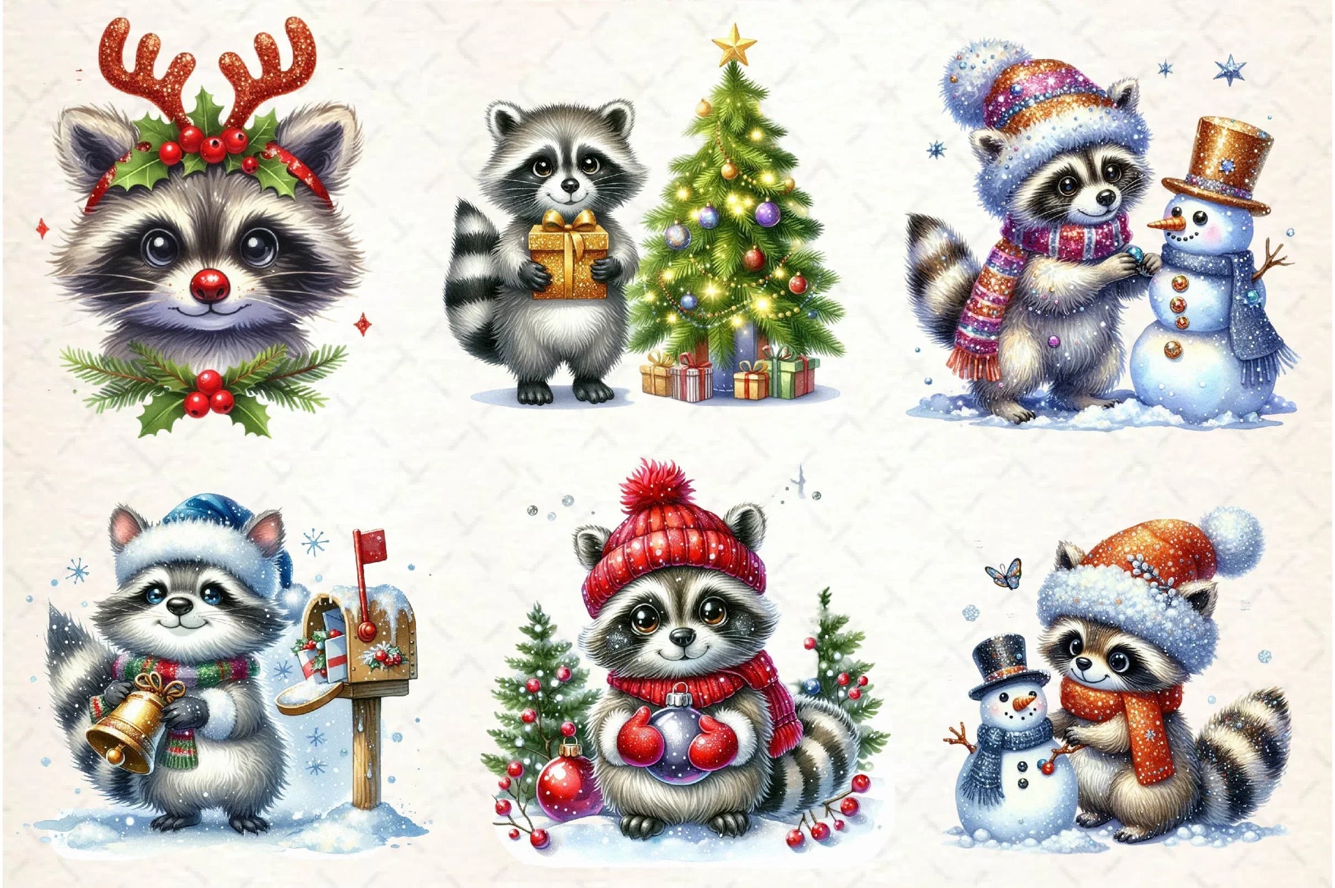 Christmas Raccoon Clipart Bundle - CraftNest - Digital Crafting and Art