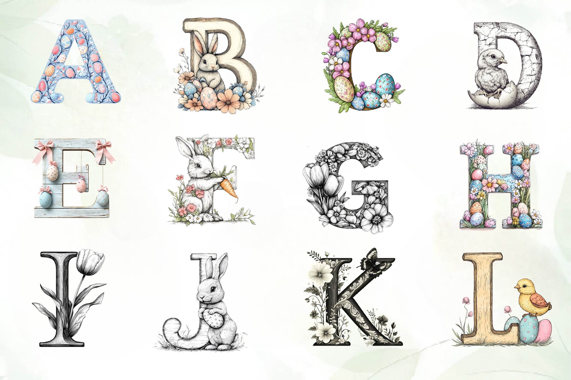 Easter Alphabet Clipart Bundle - CraftNest - Digital Crafting and Art