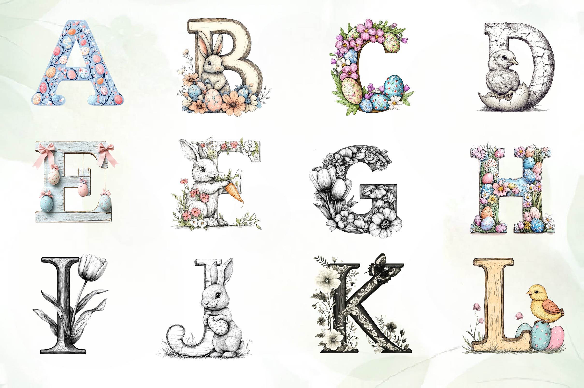 Easter Alphabet Clipart Bundle - CraftNest - Digital Crafting and Art
