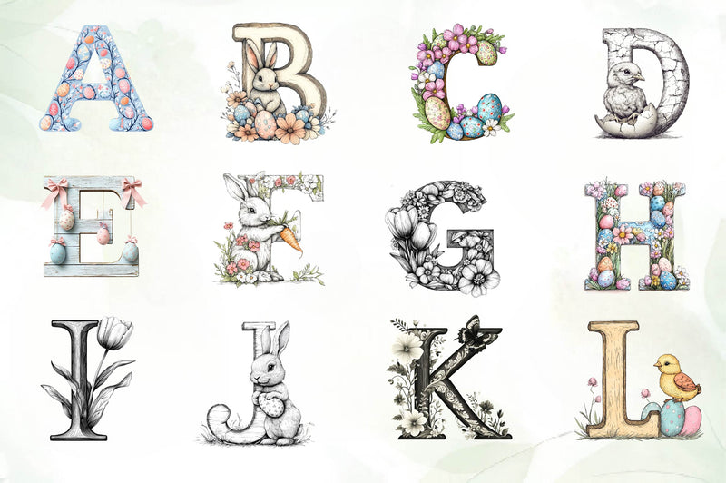 Easter Alphabet Clipart Bundle - CraftNest - Digital Crafting and Art