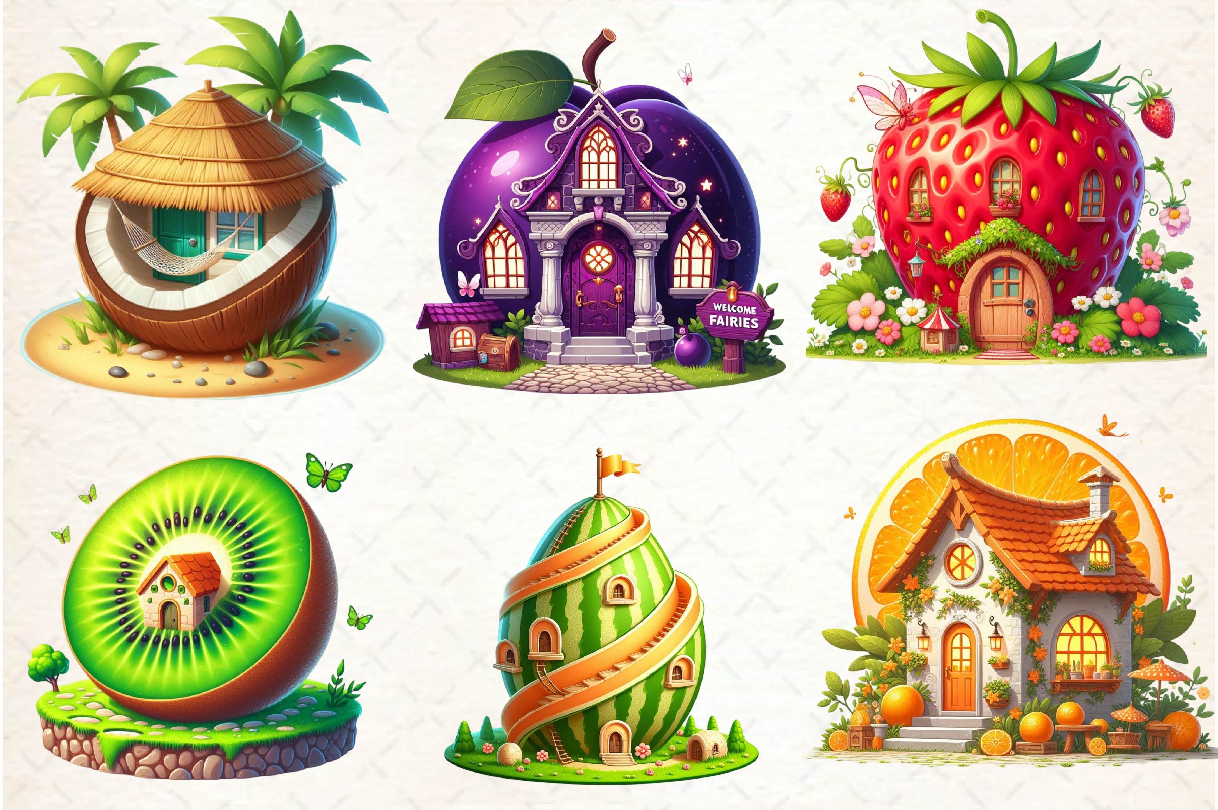Fairy Fruit House Clipart Bundle - CraftNest - Digital Crafting and Art