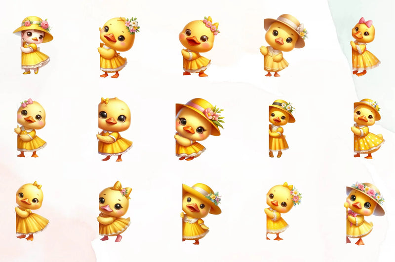 Ducks Peeking Around Corner Clipart Bundle - CraftNest - Digital Crafting and Art