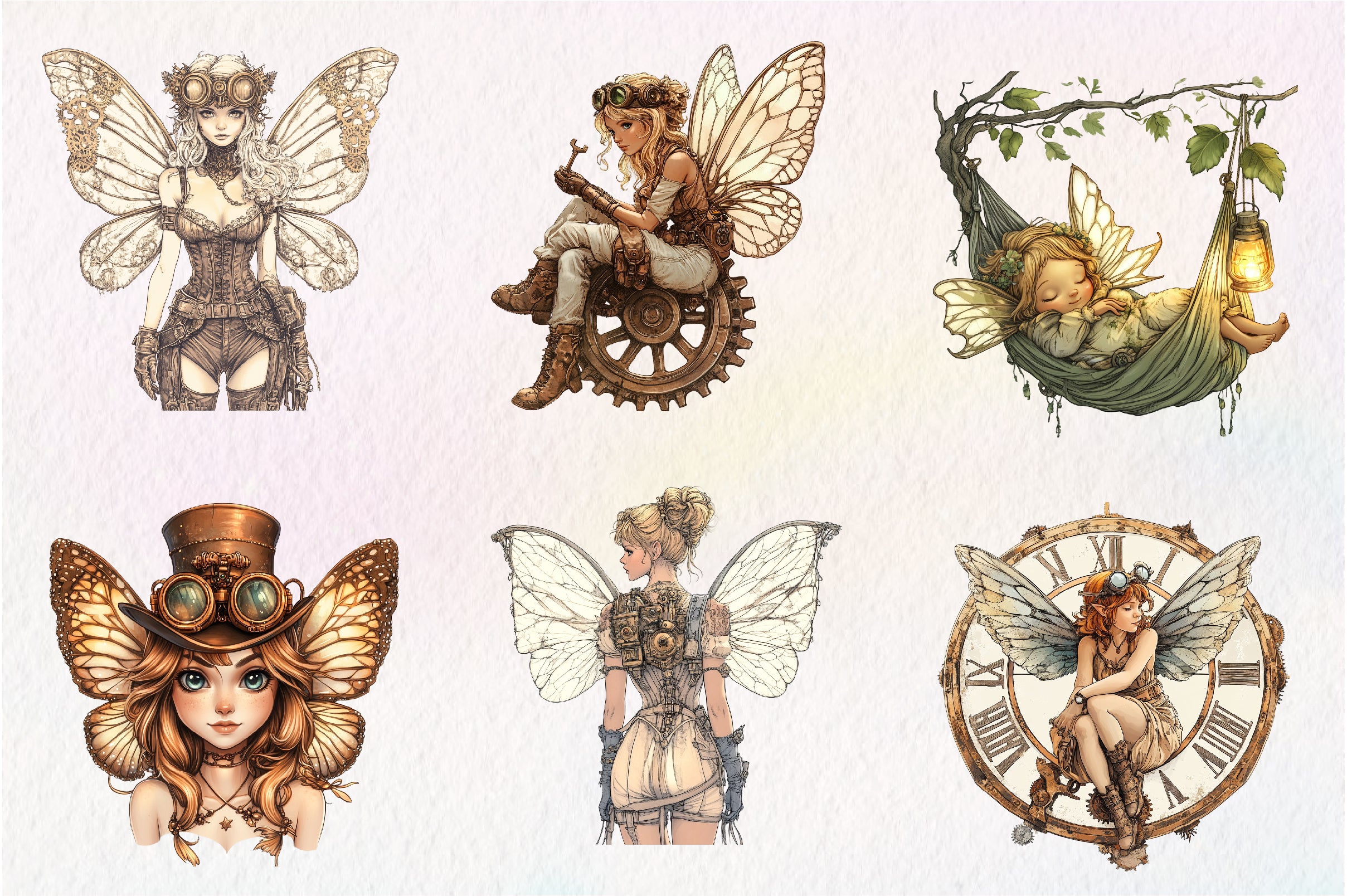 Steampunk Fairy Clipart Bundle 1 - CraftNest - Digital Crafting and Art