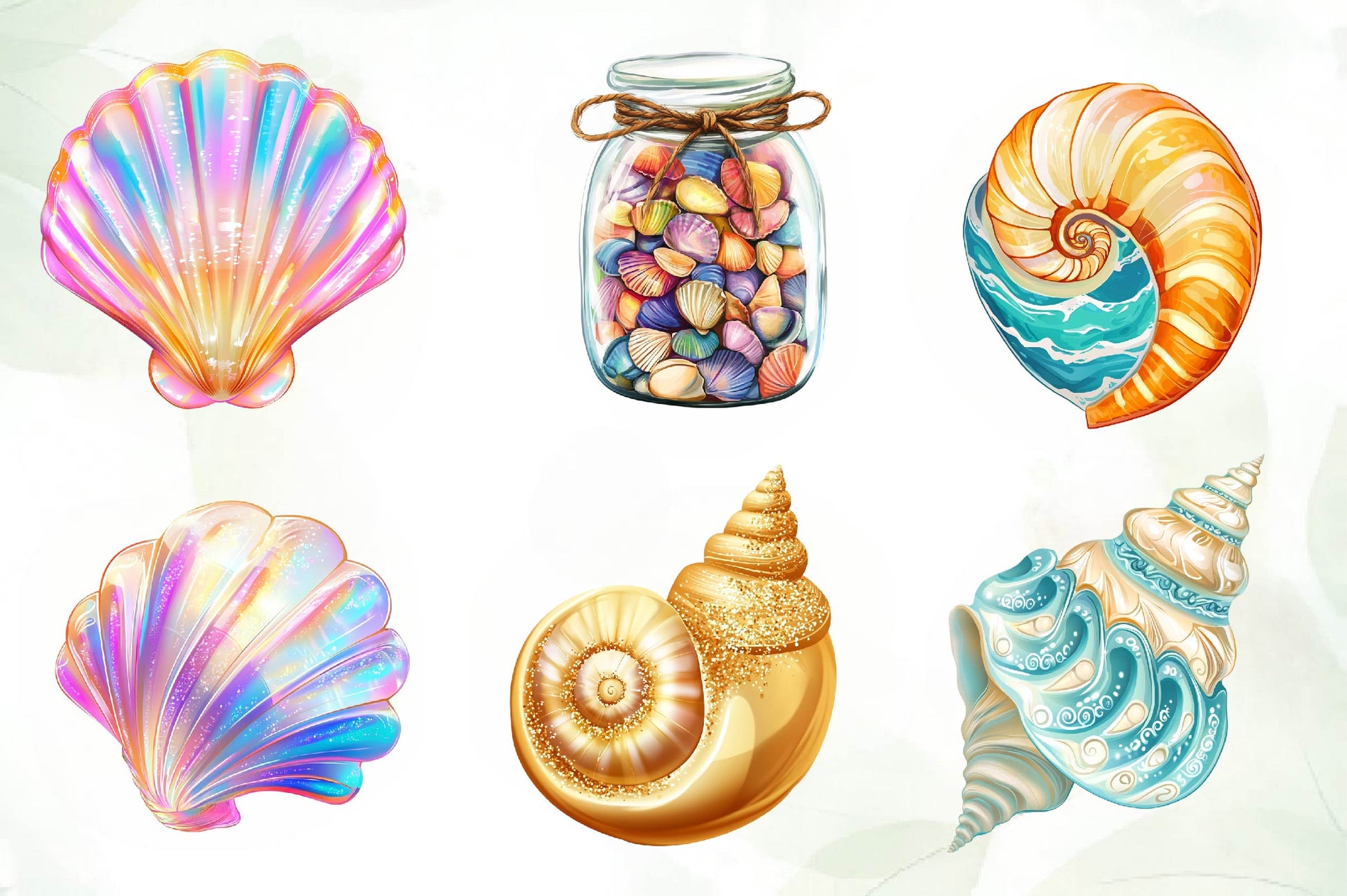 Summer Seashell Clipart Bundle - CraftNest - Digital Crafting and Art
