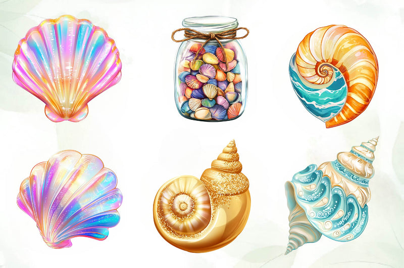 Summer Seashell Clipart Bundle - CraftNest - Digital Crafting and Art