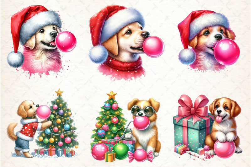 Groovy Christmas Dog And Bubblegum Clipart Bundle - CraftNest - Digital Crafting and Art