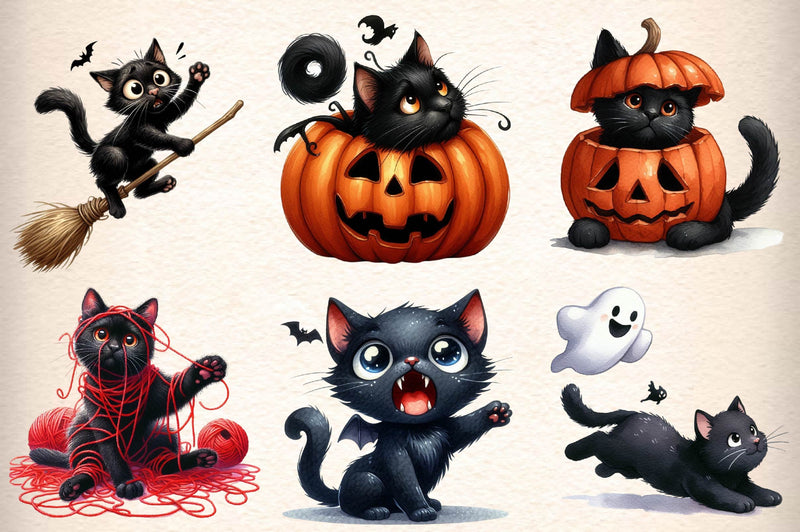 Funny Black Cats Clipart Bundle 1 - CraftNest - Digital Crafting and Art