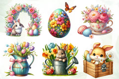 Easter With Spring Flowers Clipart Bundle - CraftNest - Digital Crafting and Art
