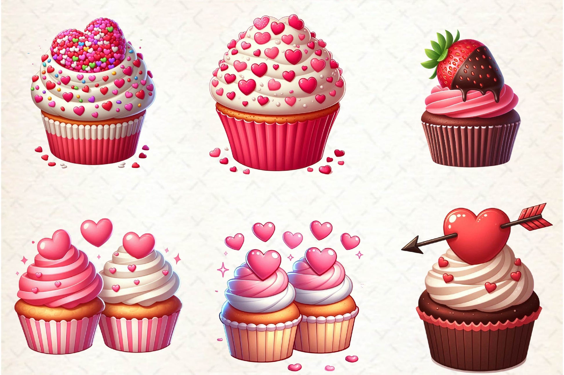 Valentines Day Cupcakes Clipart Bundle - CraftNest - Digital Crafting and Art