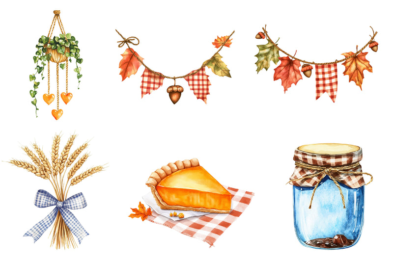 Gingham Autumn Clipart Bundle 1 - CraftNest - Digital Crafting and Art