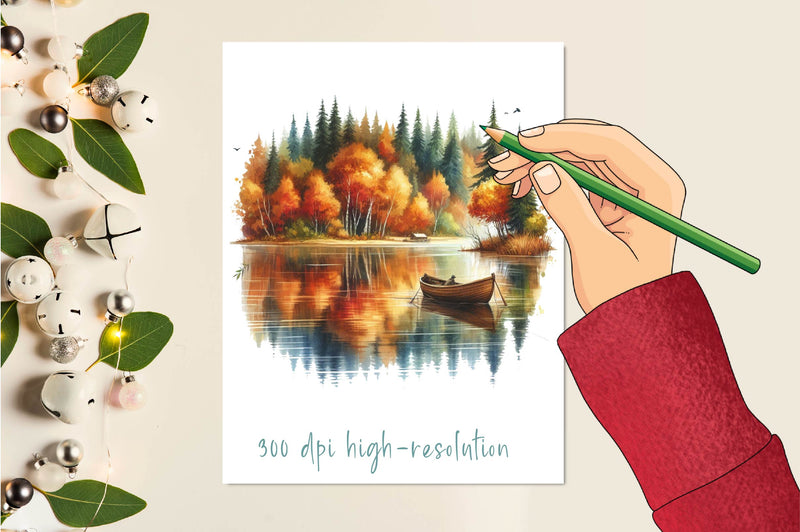 Autumn Lake View Clipart Bundle - CraftNest - Digital Crafting and Art