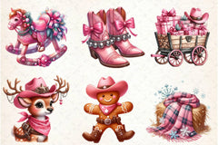 Pink Christmas Cowboy Clipart Bundle - CraftNest - Digital Crafting and Art