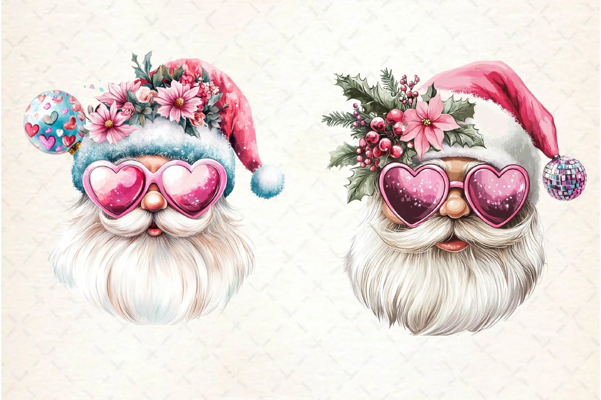 Santa Claus Retro Pink Christmas Clipart Bundle - CraftNest - Digital Crafting and Art