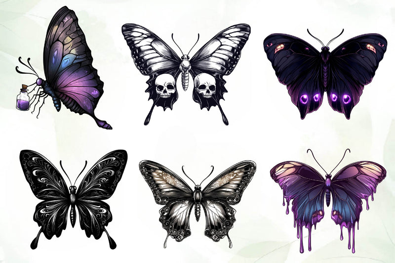 Gothic Summer Butterfly Clipart Bundle - CraftNest - Digital Crafting and Art
