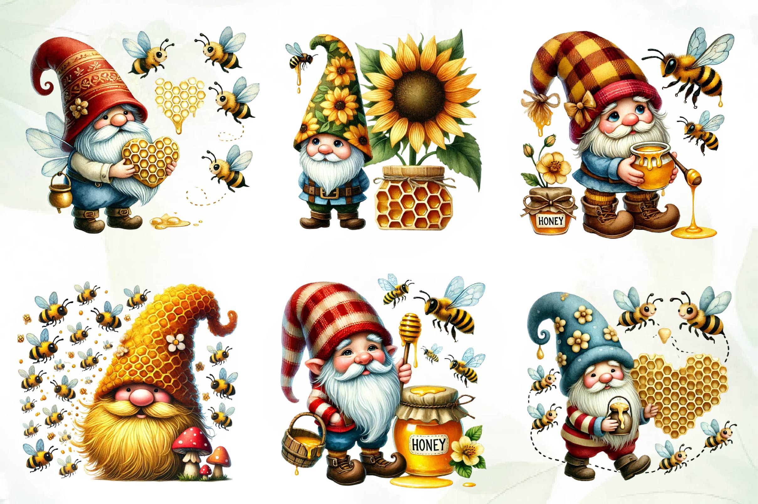 Honey Bee Gnome Clipart Bundle 2 - CraftNest - Digital Crafting and Art