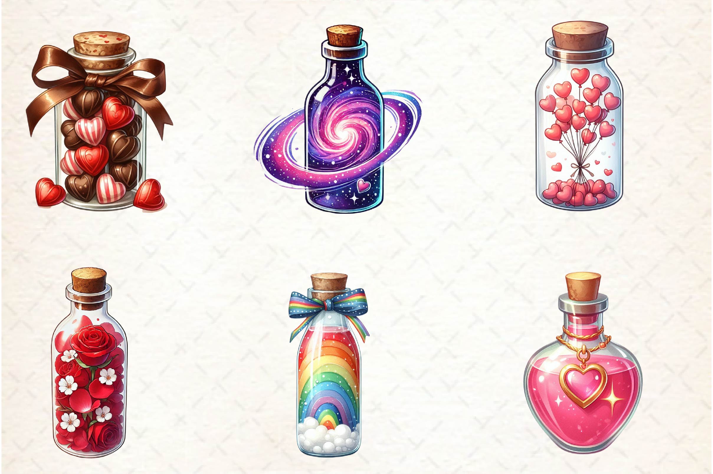 Love Bottle Valentines Day Clipart Bundle1 - CraftNest - Digital Crafting and Art