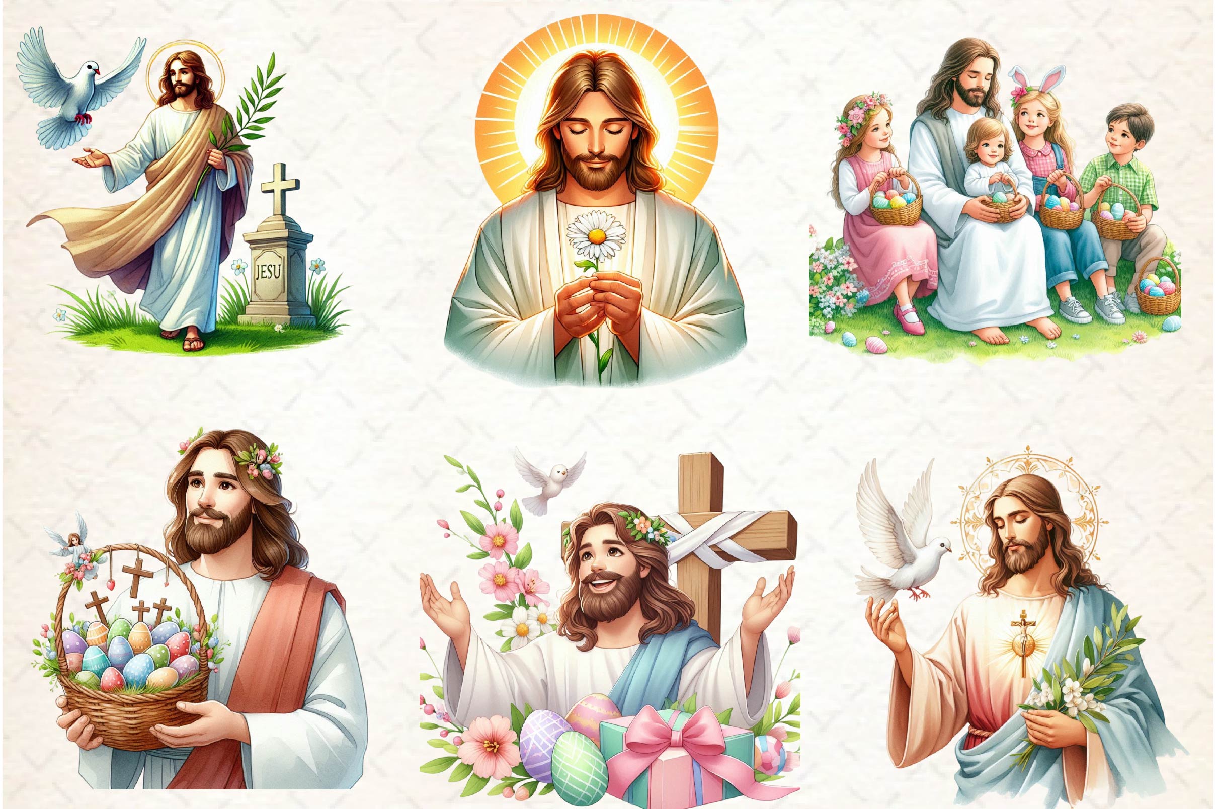 Cute Easter Jesus Clipart Bundle 1 - CraftNest - Digital Crafting and Art