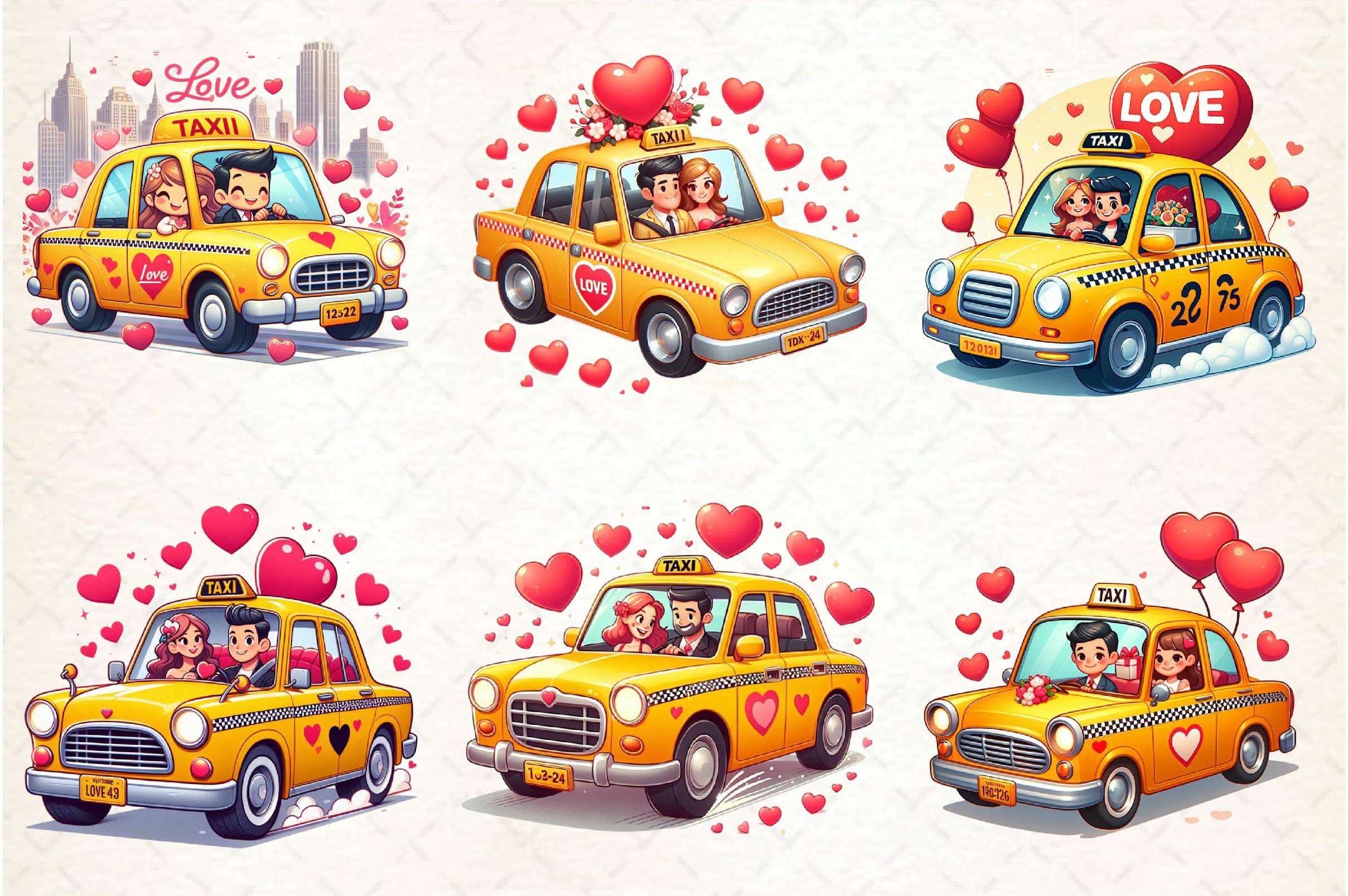 Valentines Love Taxi Clipart Bundle - CraftNest - Digital Crafting and Art