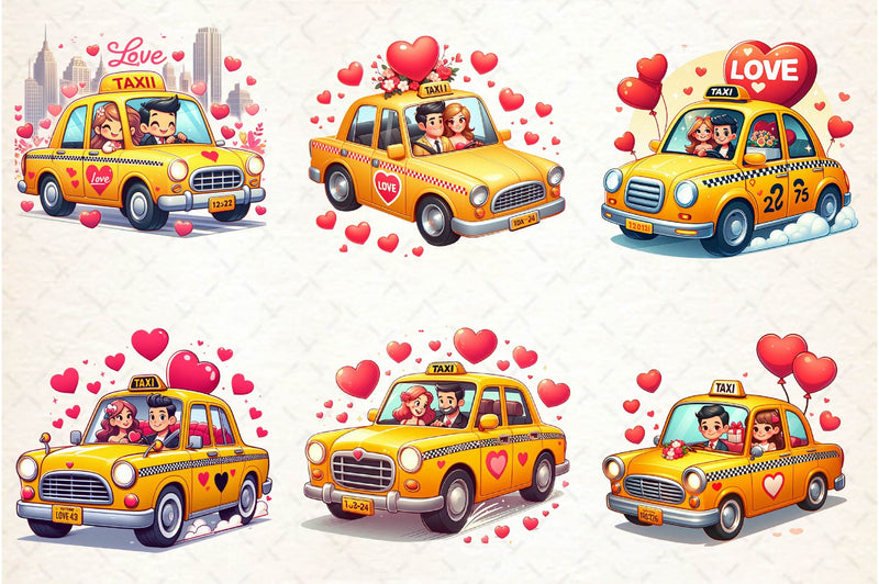 Valentines Love Taxi Clipart Bundle - CraftNest - Digital Crafting and Art