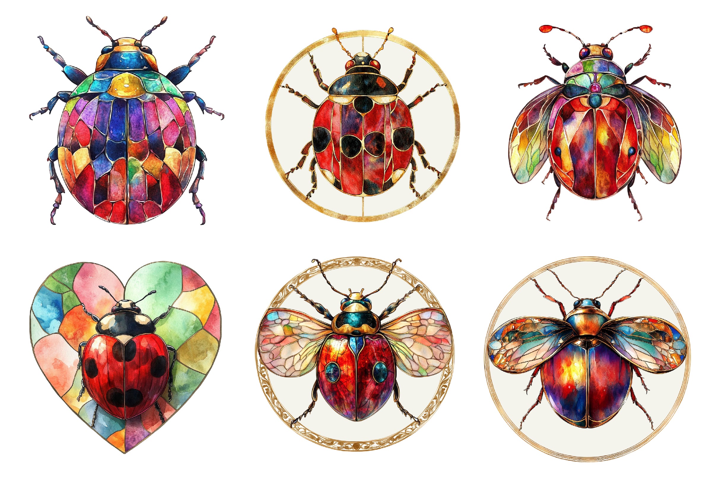 Round Stained Glass Ladybug Clipart Bundle - CraftNest - Digital Crafting and Art