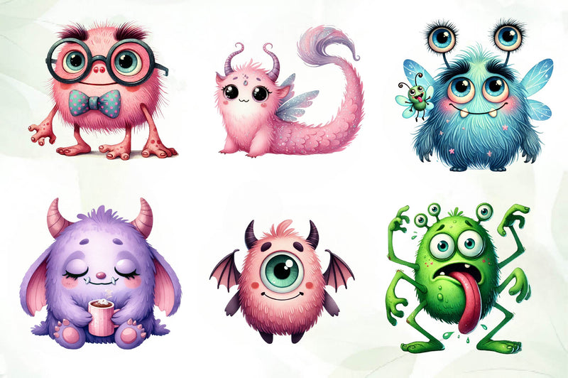 Cute Funny Monsters Clipart Bundle - CraftNest - Digital Crafting and Art