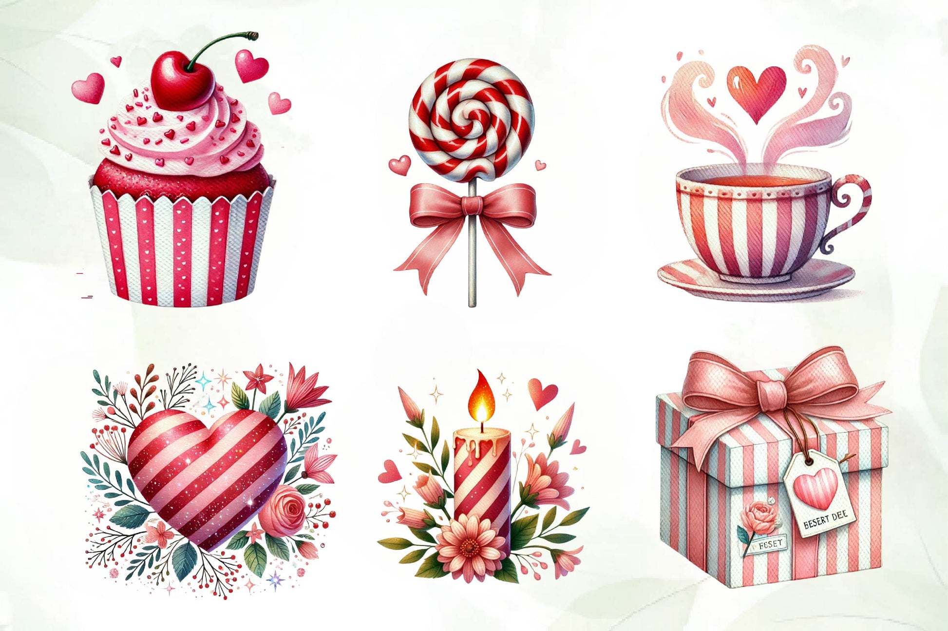 Striped Valentines Clipart Bundle - CraftNest - Digital Crafting and Art
