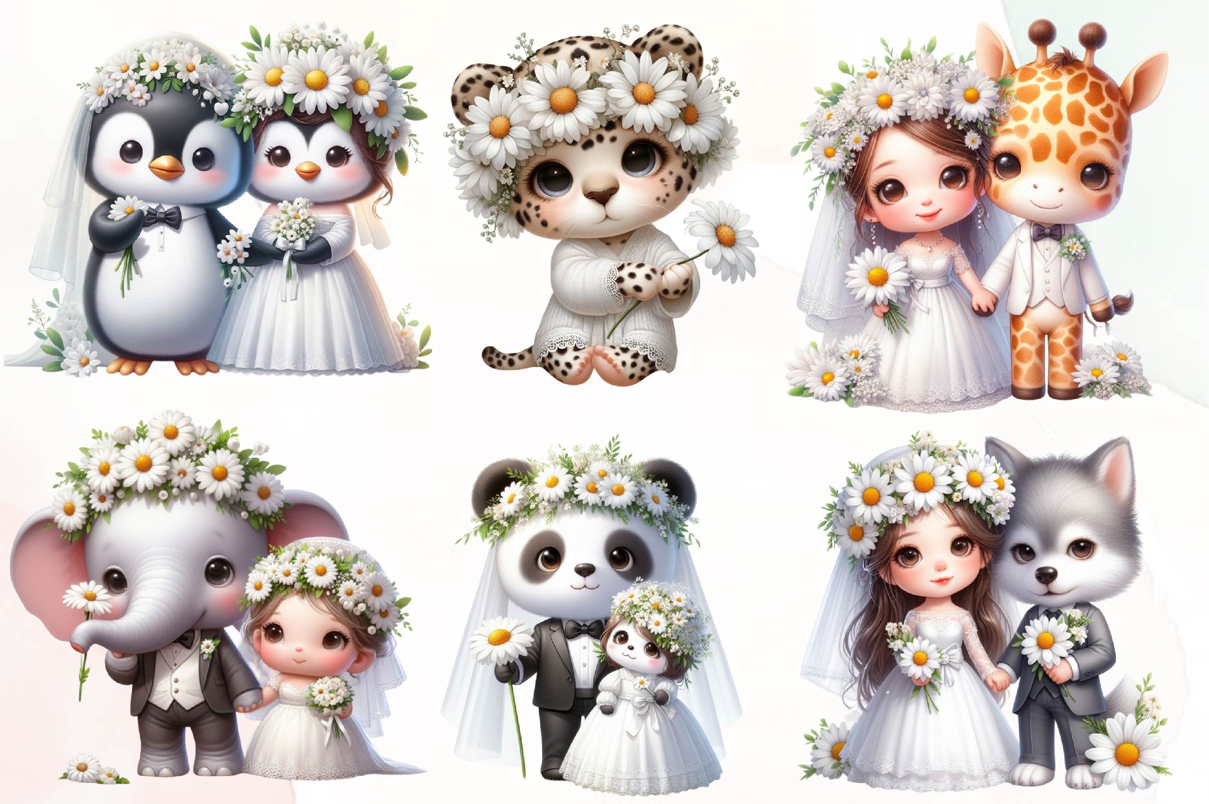 Cute Bride Groom Animals Clipart Bundle - CraftNest - Digital Crafting and Art