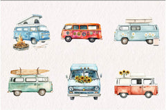Summer Retro Van Clipart Bundle - CraftNest - Digital Crafting and Art