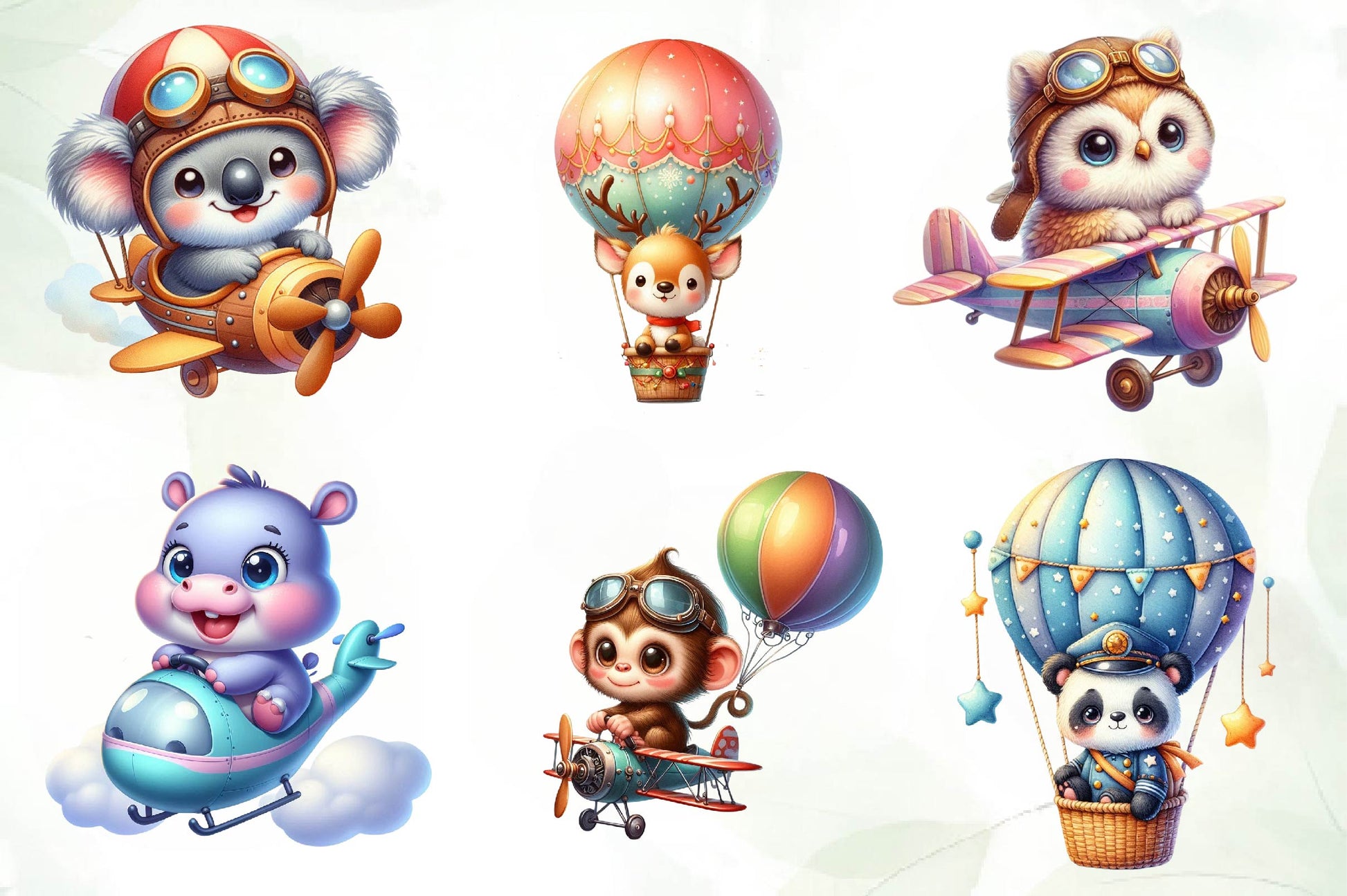 Cute Baby Pilot Animals Clipart Bundle - CraftNest - Digital Crafting and Art
