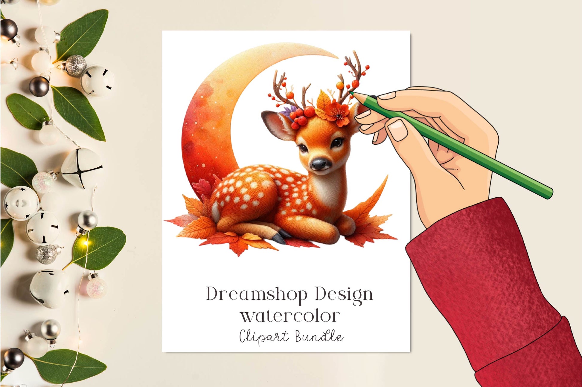 Autumn Cute Deer Clipart Bundle - CraftNest - Digital Crafting and Art