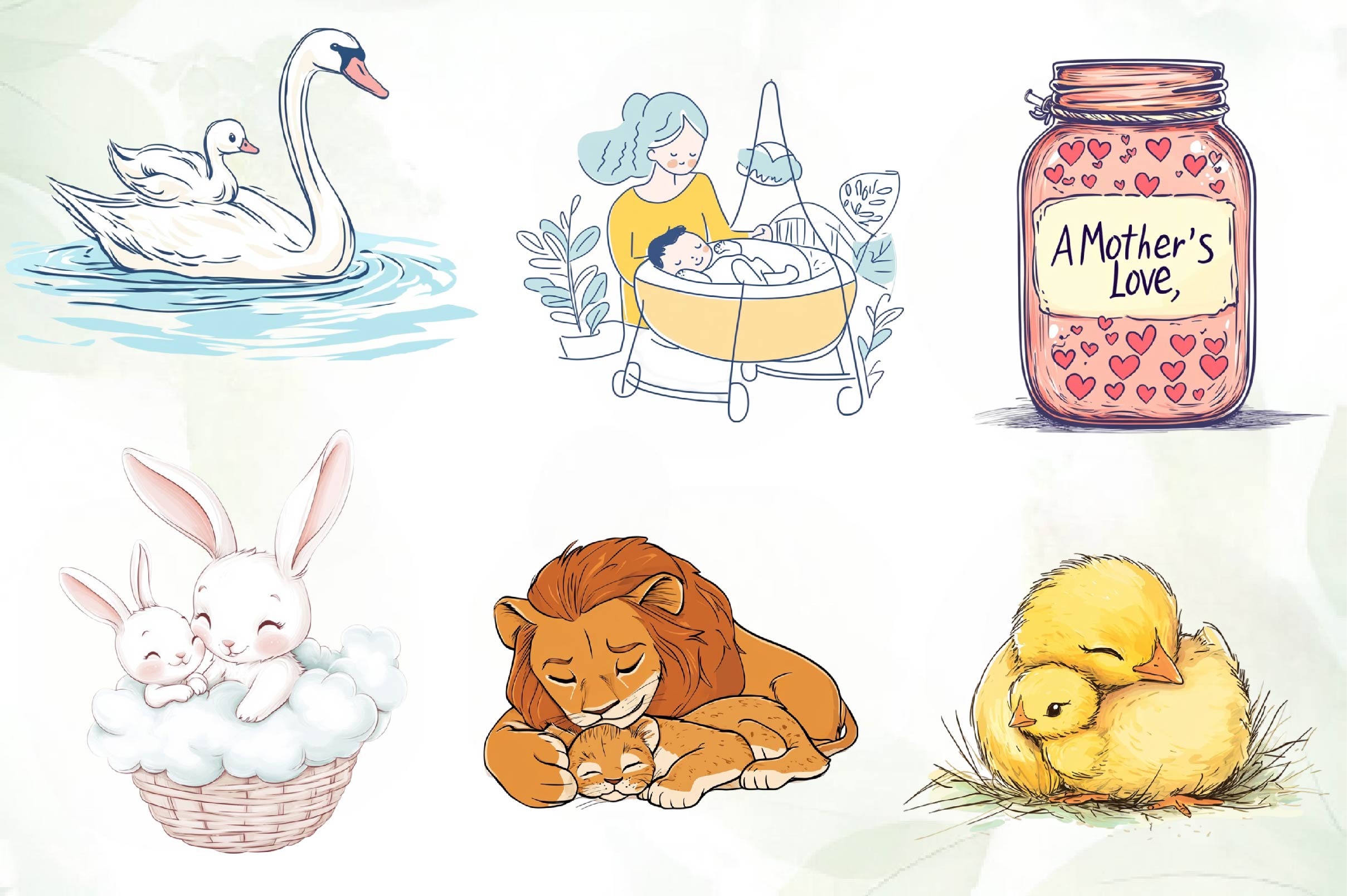 Soft & Warm Mothers Love Clipart Bundle - CraftNest - Digital Crafting and Art