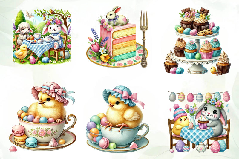 Easter Day Tea Party Clipart Bundle - CraftNest - Digital Crafting and Art