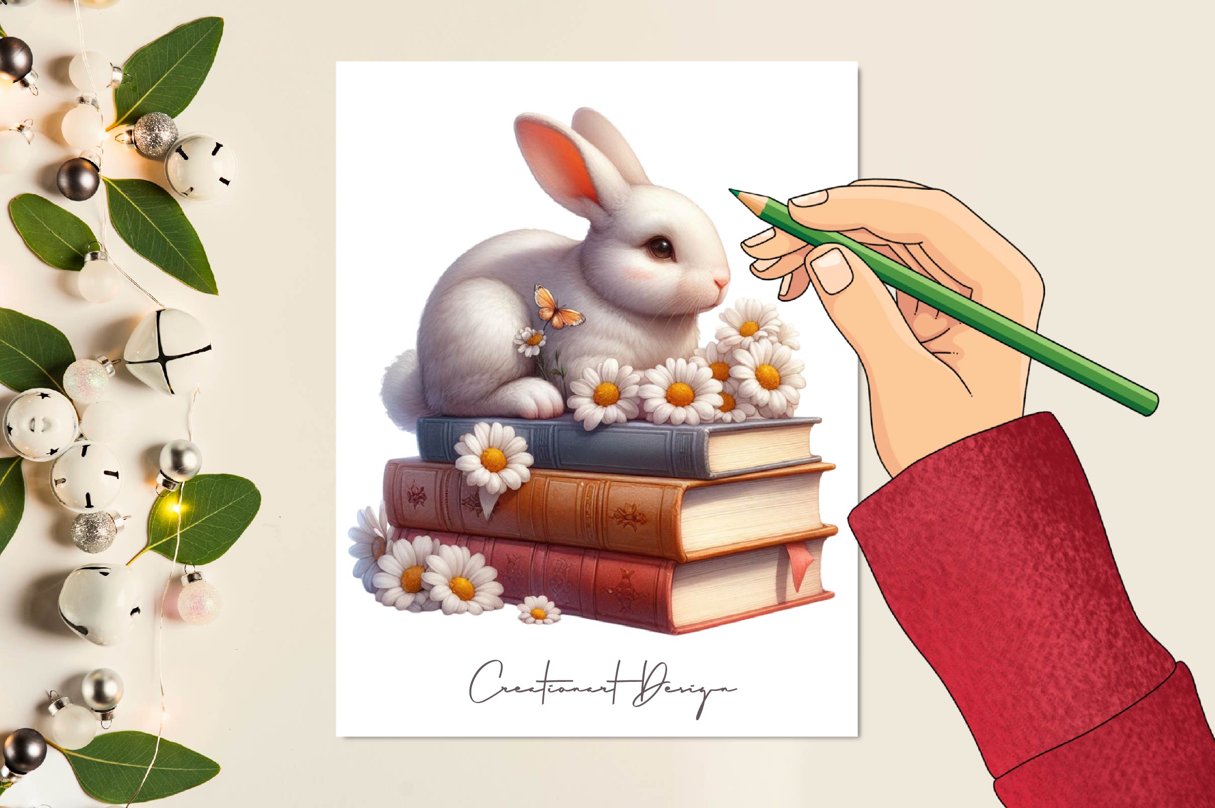 Rabbit Sitting Book Clipart Bundle - CraftNest - Digital Crafting and Art