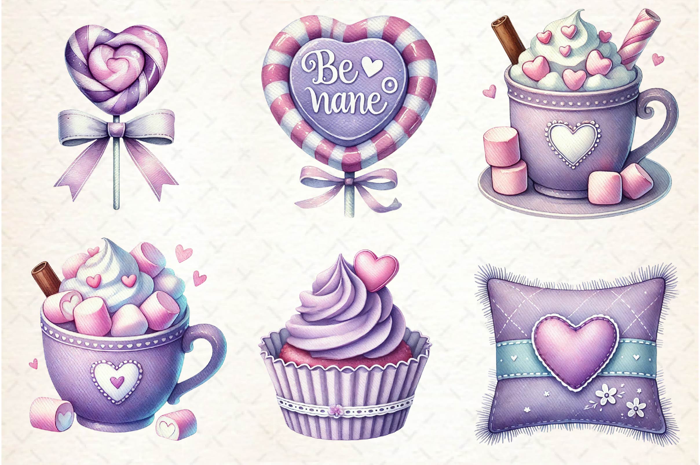 Pastel Purple Valentine's Clipart Bundle - CraftNest - Digital Crafting and Art